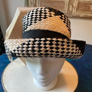 Vintage 1960’s black and cream plaid hat